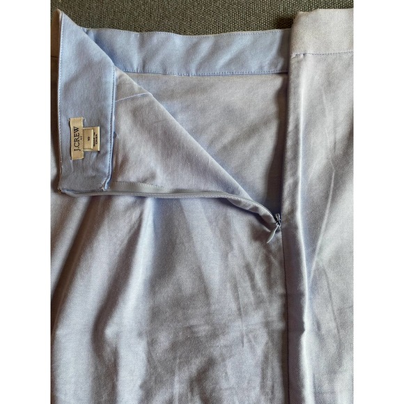 J. Crew Women’s Oxford faux wrap skirt size 10. Blue 100% cotton ruffled hem - Picture 7 of 10